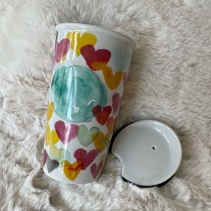 Starbucks 10oz Ceramic Mug with Lid, Multi Color Hearts